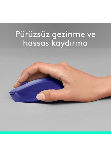 M330 Sessiz Kablosuz Mouse, Pc, Mac, Dizüstü Bilgisayar Için, USB Mini Alıcı ile 2.4ghz, 1000 Dpı Optik, 18 Ay Pil Ömrü, Sağ Elle Kullanıma Uygun, Mavi