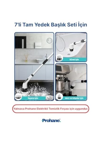 Elektrikli Temizlik Fırçası Için 7'li Yedek Başlık Seti