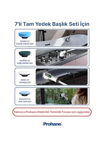 Elektrikli Temizlik Fırçası Için 7'li Yedek Başlık Seti