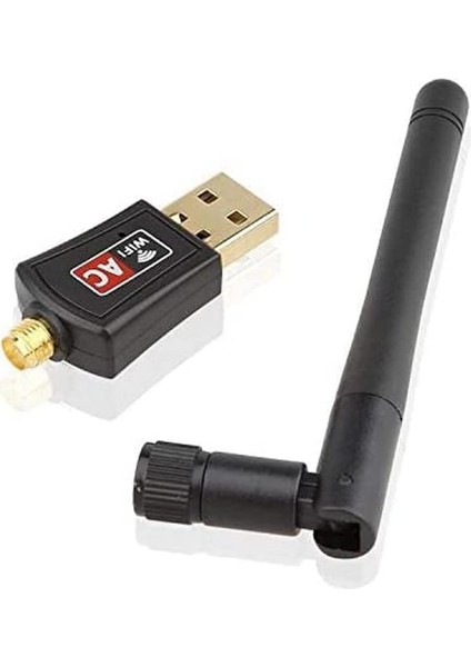 Dual Band 600 Mbps USB Wi-Fi Kablosuz Alıcı Ağ Adaptörü, Siyah