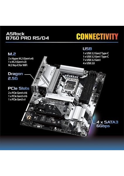 B760 Pro Rs/d4 Atx Anakart Intel LGA1700, Ddr4, 2x Hyper M.2 SSD