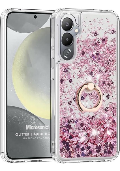 Tecno Pova 4 Pro Için Kılıf Glitter Liquid Holder Pembe [pova 4 Pro ile Uyumlu Kılıf - Pembe]