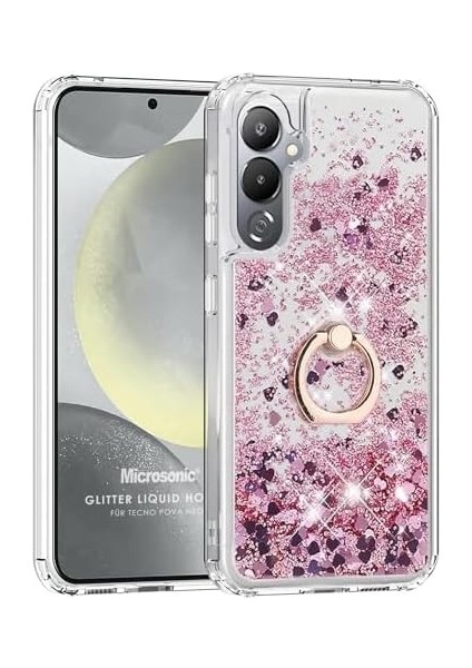 Tecno Pova 4 Pro Için Kılıf Glitter Liquid Holder Pembe [pova 4 Pro ile Uyumlu Kılıf - Pembe]