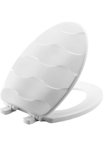 133SLOW 000 Heykel Sepet Dokuma Klozet Kapağı Yavaşlayacak ve Asla Gevşemez, Uzatılmış, Dayanıklı Emaye Ahşap, Beyaz