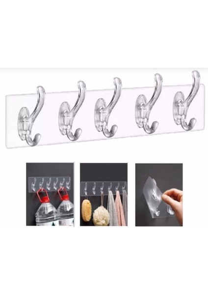 Life 2 Adet 5 Li Kendinden Yapışkanlı Plastik Şeffaf Askı MIT1013