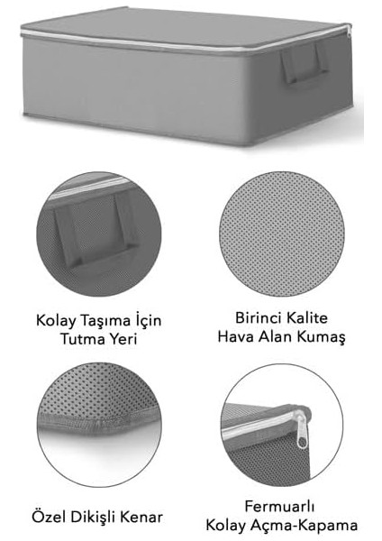 6 Adet Hurç Seti Büyük Boy Baza Altı Çekyat Düzenleyeci Çeyiz Bohçası 64 x 45 x 22