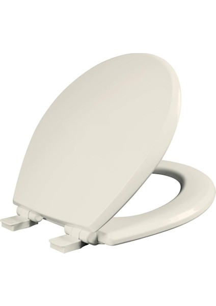 847SLOW 346 Kendall Yavaş Kapalı, Çıkarılabilir Emaye Ahşap Klozet Kapağı, Asla Gevşemez, Bisküvi/keten, Yuvarlak