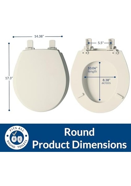 847SLOW 346 Kendall Yavaş Kapalı, Çıkarılabilir Emaye Ahşap Klozet Kapağı, Asla Gevşemez, Bisküvi/keten, Yuvarlak fiyatları