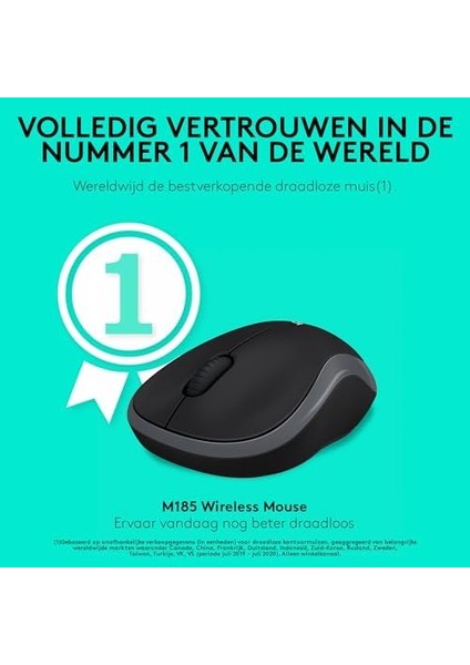 M185 Kablosuz Mouse, Pc, Mac, Dizüstü Bilgisayar Için, USB Mini Alıcı ile 2.4ghz, 1000 Dpı Optik, 12 Ay Pil Ömrü, Sağ ve Sol Elle Kullanıma Uygun, Gri