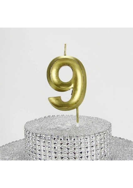 Vitrini 9 Dokuz Rakamlı Gold (Altın) Mum 6.5 cm