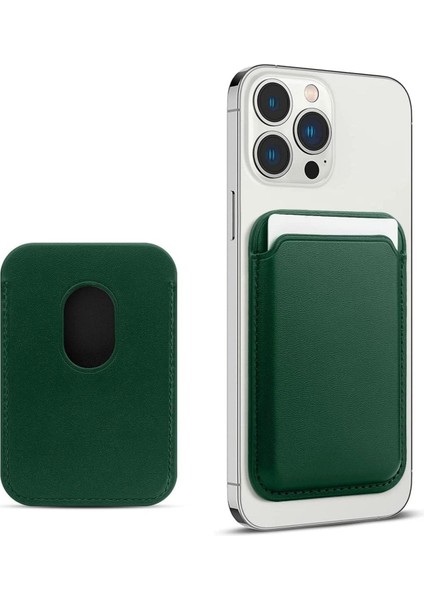 Yüksek Manyetikli Kartlık Magsafe Uyumlu Deri Cüzdan, iPhone 15 14 13 12 Pro/pro Max/plus Mag Safe Kılıf Case Uyumlu, iphone Arkası Için Manyetik Kartlık 15/14/13/12 Seri (Yeşil)