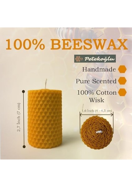Balmumu Mum Dekoratif Hediye Kutusu 4 Lü Set Doğal Petek Beeswax Candle Açmış Gül (Yeşil Krem Süslemeli Açmış Gül)