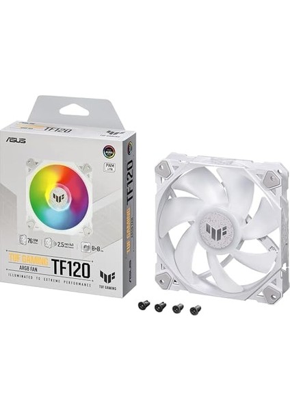 Tuf Gaming TF120 Argb Kasa Fanı, White Edition - Tekli Paket (1 Adet, Aura Sync, Sessiz Adreslenebilir Argb Fan, Pwm Kontrolü, Beyaz)