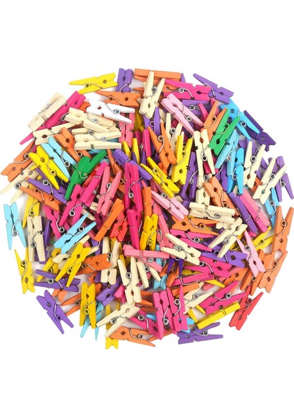 200 Adet Mini Ahşap Clothespins, Karışık Renkli Küçük El Sanatları Peg Pimleri Klipler Fotoğraflar Için Resimler Kağıt El Sanatları