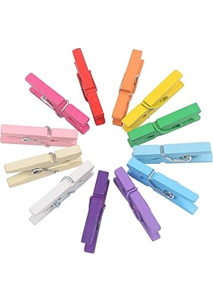 200 Adet Mini Ahşap Clothespins, Karışık Renkli Küçük El Sanatları Peg Pimleri Klipler Fotoğraflar Için Resimler Kağıt El Sanatları
