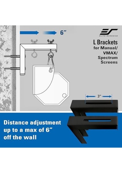 Screens Zvmaxlb6-B Üniversal Projektör Tuvali, 15,2 Cm, Kaynaklı Konstrüksiyon, Duvar Veya Tavan Tutucu, Kanca ve Donanım Dahil, Siyah modelleri