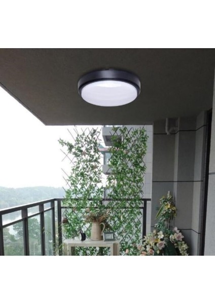 Artos Yuvarlak Siyah LED Nem Su Geçirmez Banyo Bahçe Balkon Tavan Duvar Lambası Beyaz Işık 6500K 2000LÜMEN IP65 Dış Mekan Kullanıma Uygun