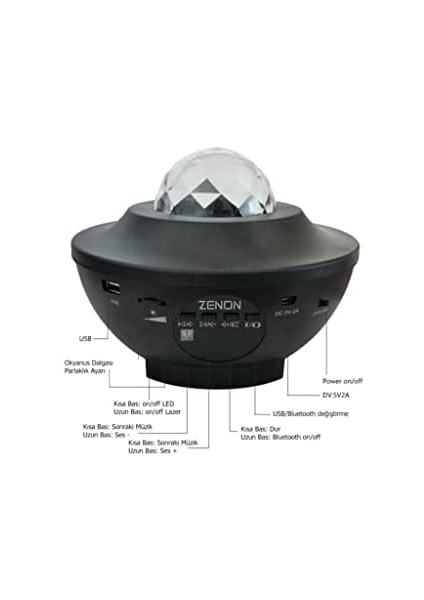 Smart Starry Projektör Light-Blth+Müzik+7farklı Ambians