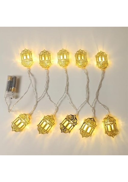 2 Metre LED Işıklı 10'lu Ramazan Işık Zinciri Dekoratif Pilli Aydınlatma Ev Dekorasyonu Süsleme Salon Oda Merdiven Balkon Süslemeleri Için Yılbaşı Eğlence Doğum Günlerine Özel Aydınlatma