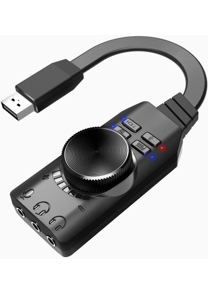 Plus Px-Gs3 Plextone Gs3 Mark Iı Sanal Gaming 7.1 Kanal USB Ses Kartı, Gaming Ses Kartı Pubg ve Lol Ses Efektleri Dahil, Mikrofon ve 3.5mm Çift Kulaklık Ses Jakı Stereo Ses Kartı Dönüştürücü