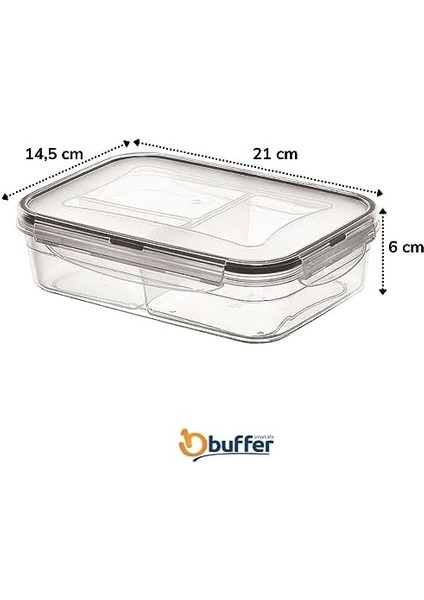 Bölmeli Kilitli Kapaklı 1 Litre Erzak Saklama Kabı LC-510