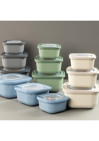 Home 3'lü Microline Saklama Kabı Seti, 600-1100-1800 Ml, Hava Tahliye Kapağı ile Mikrodalgada Kapağı Kapalı Isıtma, Vakumlu, Sızdırmaz, Bpa Free, Silikon Kapaklı,gıda Saklama Pp (Mavi)
