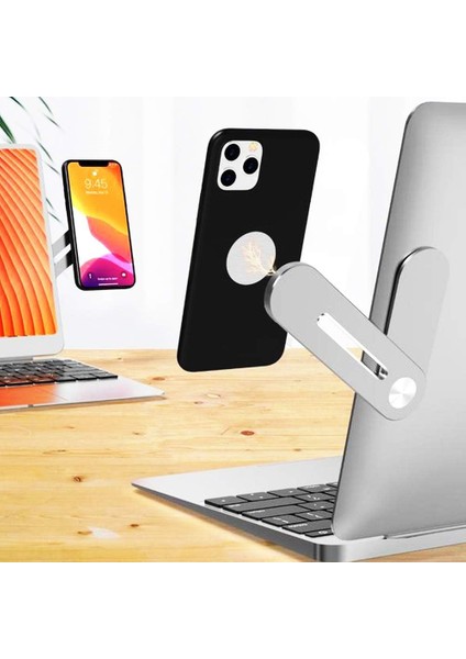 Cep Telefonu Için Mıknatıslı Telefon Standı Çoklu Ekran Yan Desteği Ayarlanabilir Telefon Tutacağı Dizüstü Bilgisayar Uzatma Manyetik Telefon Montaj Braketi