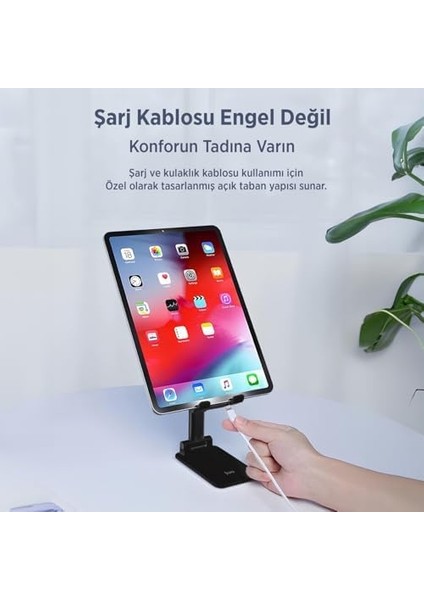Katlanabilir Masaüstü Telefon Standı Siyah