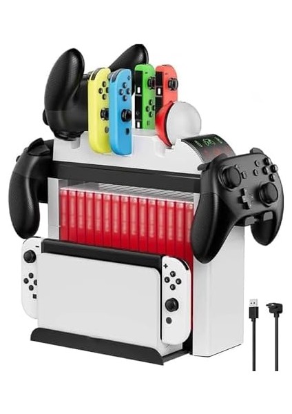 Nintendo Için Organizatör Stand Şarj Cihazı Tutucu Şarj Unitesi OLED Switch LED Göstergeli TNS-2113