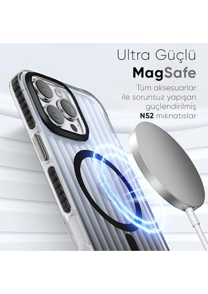 iPhone 15 Pro Için Elite Serisi Magsafe ile Uyumlu Arkası Yarı Saydam Parmak Izi Tutmayan ve Çizilmeyen Polikarbonat Kenarları Yumuşak Silikon Kılıf (Pearl, 15 Pro)