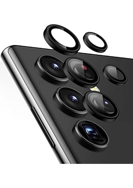 Samsung Galaxy S23 Ultra Tekli Kamera Lens Koruma Camı Siyah