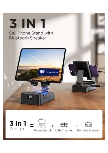 Kablosuz Bluetooth Hoparlörlü Cep Telefonu Standı