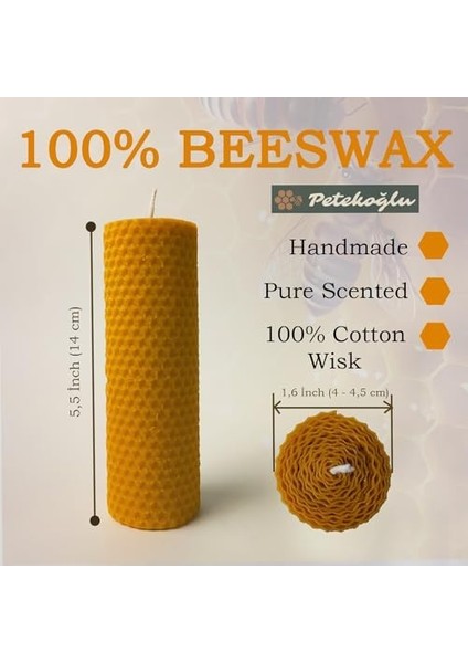 Doğal Petek Balmumu Mum ve Ballı Sabun Seti Kraft Kutuda Bal Mumu Sarma Mum Beeswax Candle Hazır Hediye Kutusu