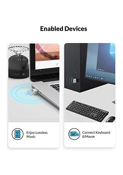Bluetooth Adaptörü, USB 5.0, Mini Kablosuz Dongle Desteği, Pc Dizüstü Bilgisayar, Windows 10/8/7 Sistemi, Bluetooth Kulaklık, Klavye, Fare, Hoparlör, Xbox Game Controller-Beyaz (Sürücü Gerekli)