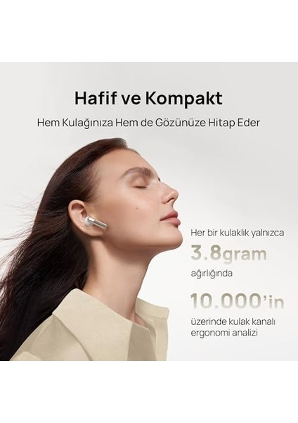 Freebuds Se 3 Kulaklık, 42 Saat Pil Ömrü, Igeleceğe Dokunan Zarif Tasarım, 10 Dakikalık Şarjla 3 Saat Dinleme Süresi, Güçlü Bluetooth 5.4 Bağlantıları, IP54, Bej
