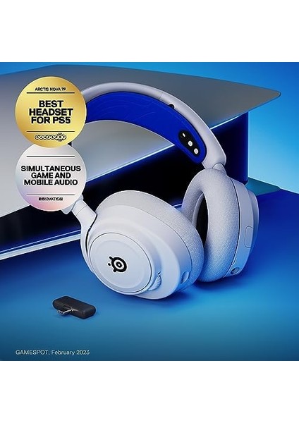 Arctis Nova 7p Kablosuz Çok Platformlu Oyuncu Kulaklığı - Neodimyum Sürücüler - Çift Kablosuz Bağlantı - 38 Saat Batarya - Clearcast Gen2 Mikrofon - Pc, Ps5, Switch, Mobil Uyumlu, Beyaz