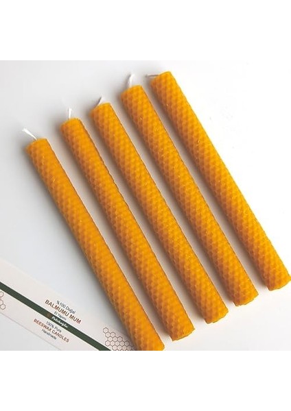 (5 Adet) Şamdan Mumu (21X2CM) Doğal Petek Balmumu Seti Beeswax Bal Mumu Mum Özel Dekoratif Mum Balmumu