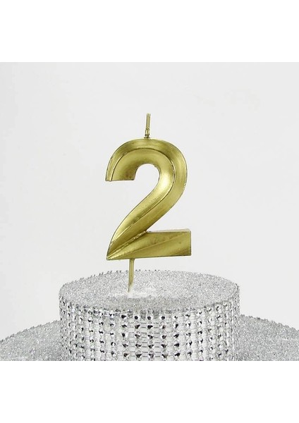 Vitrini 2 Iki Rakamlı Gold (Altın) Mum 6.5 cm
