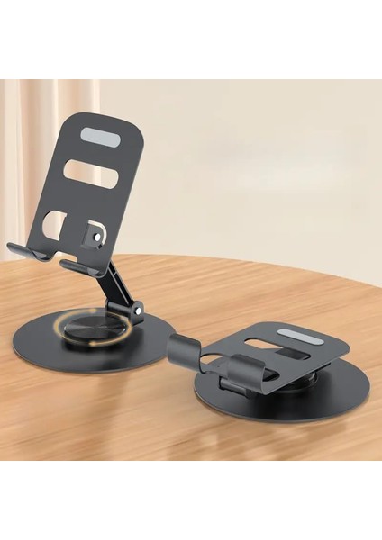 Ld 12 360 Derece Dönebilen Metal, Katlanabilir, Alaşımlı 3 Noktadan Ayarlanabilen Tam Bir - Telefon Tutucu ve Telefon Standı (Siyah)