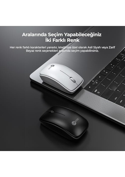 WS208 Kablosuz 1200DPI 3 Tuşlu Sessiz Pc, Mac, Dizüstü Bilgisayar Için, USB Mini Alıcı ile Optik Mouse Beyaz
