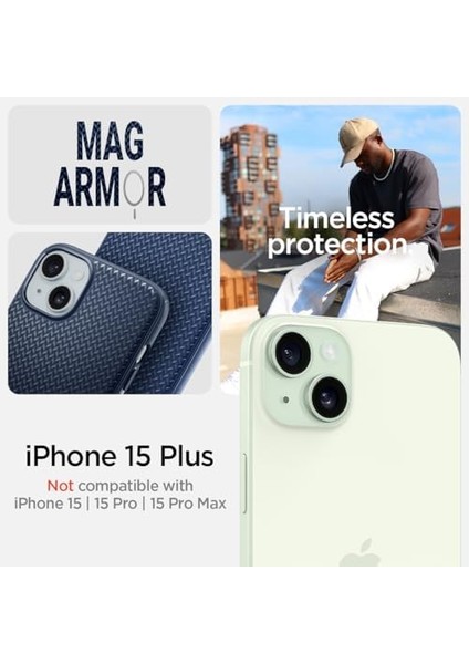 iPhone 15 Plus Kılıf Mag Armor Magfit Magsafe Özellikli Navy Blue - ACS06672