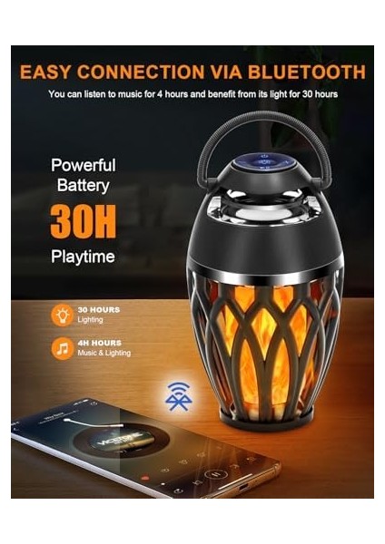 Açık Bluetooth Hoparlörler, Bluetooth 5.0 LED Alev Hoparlör, Ipx5 Su Geçirmez Alev Atmosfer Hoparlör, Veranda Hoparlörler Erkekler Kadınlar Için Hediyeler, Parti Bahçe Ev Için