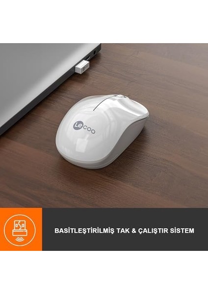 WS206 Kablosuz 1200DPI 3 Tuşlu Sessiz Pc, Mac, Dizüstü Bilgisayar Için, USB Mini Alıcı ile Optik Mouse Beyaz
