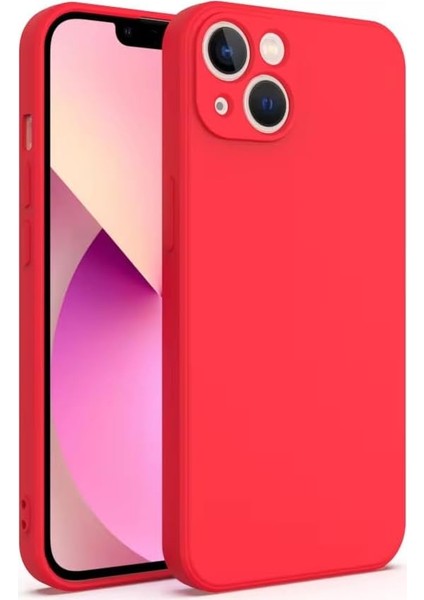 Aksesuar iPhone 14 (6.1) Inç ile Uyumlu First Silikon Kılıf Ince Yapılı Tam Koruma Sağlayan Kamera Korumalı Kılıf (Kırmızı)
