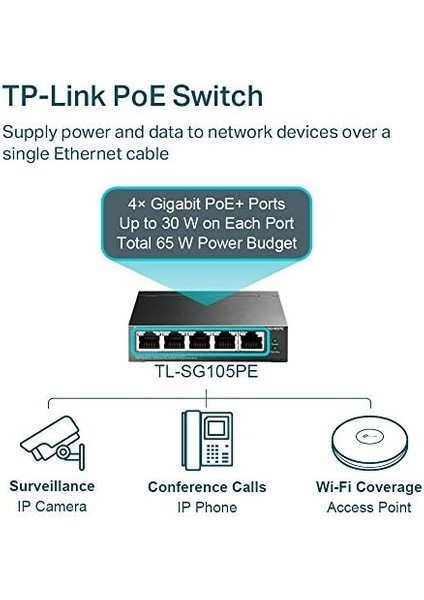 TL-SG105PE, 5-Port Gigabit Easy Smart Switch With 4-Port Poe+