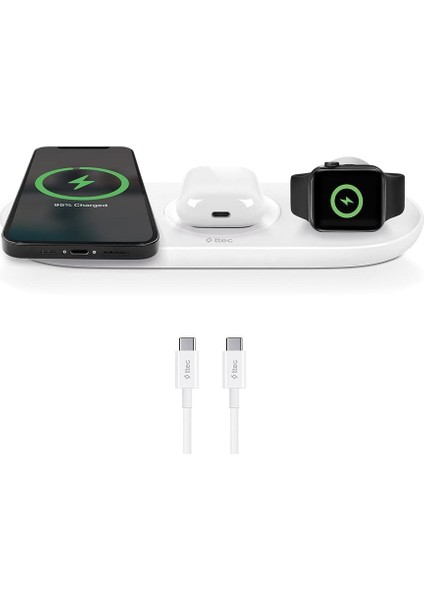 Aircharger Trio 3 Ü 1 Arada iPhone + Apple Watch + Airpods Kablosuz Hızlı Şarj Aleti