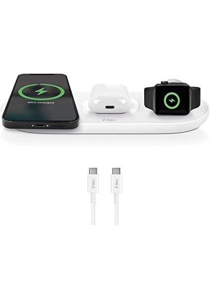 Aircharger Trio 3 Ü 1 Arada iPhone + Apple Watch + Airpods Kablosuz Hızlı Şarj Aleti