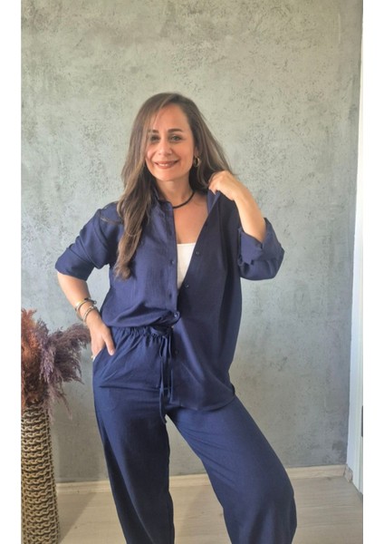 Keten Gömlek Pantolon Takım