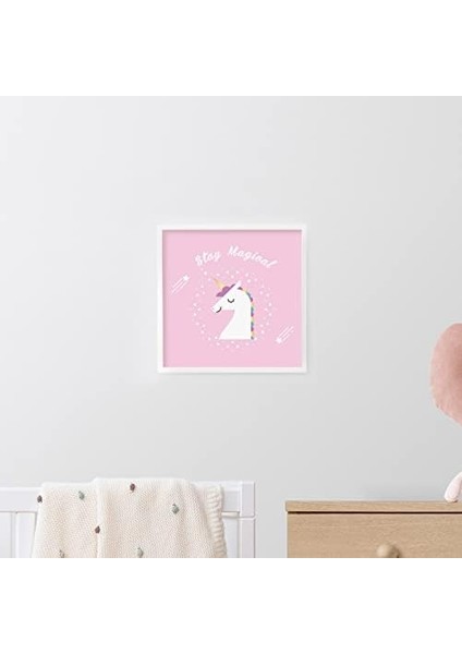 Bebek Odası Dekorasyonu, Yapışkanlı ve Çıkarılabilir, 20X20CM Unicorn Temalı Çerçeve