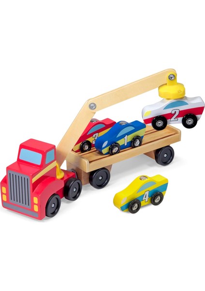 & Doug Magnetischer Autoverladekran Aus Holz Mit Fahrzeugen (6 Teile)